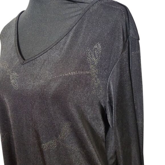 Quacker Factory Slinky Top Small Medium Black Dragonfly Dragonflies Shirt - Picture 8 of 8